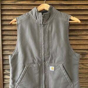 RELAXED FIT WASHED DUCK SHERPA-LINED MOCK-NECK VEST